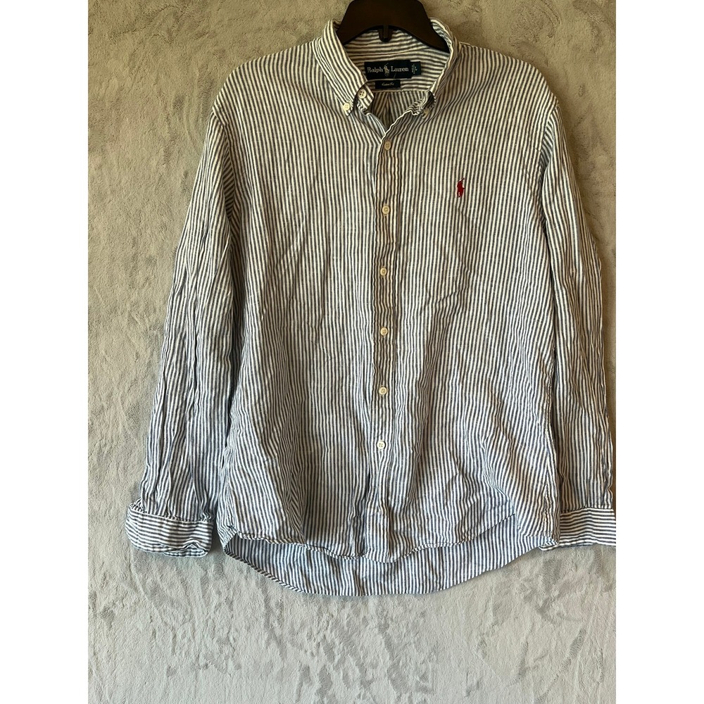 Ralph Lauren‎ Custom Fit Mens L Striped Long Sleeve Button Down Shirt